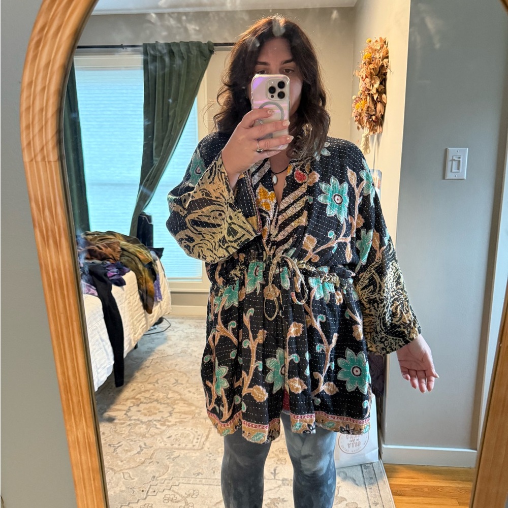 Floral Black and Blue Women's Top